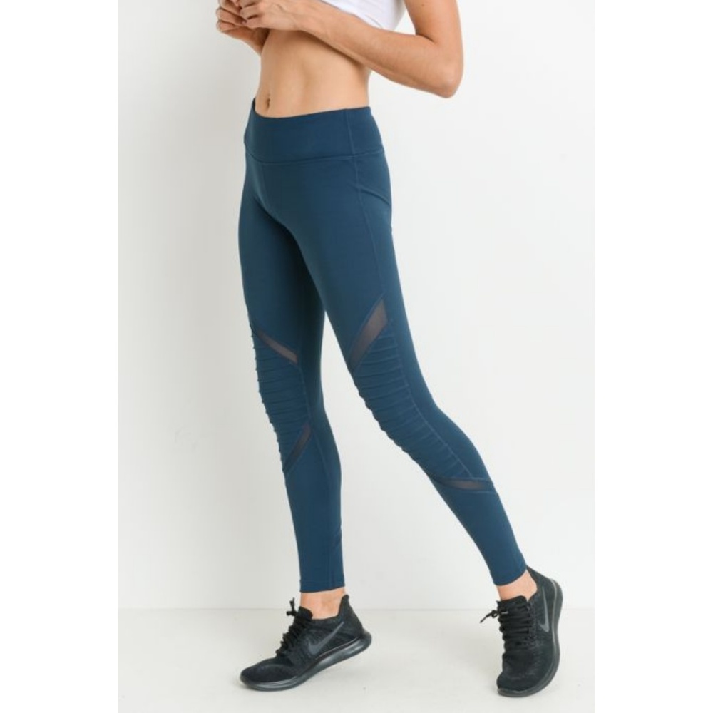 Moto Mesh Full Leggings Teal-Blue - Picture 1 of 6